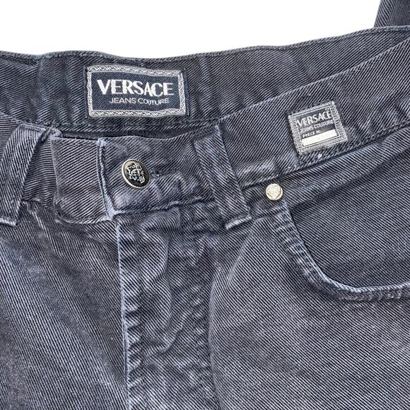 Vintage 90s Y2K Versace Jeans Couture Black Straight Leg Denim Pants 34x35 Italy - Picture 2 of 9